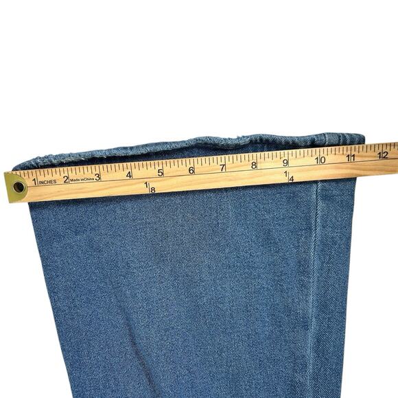 Almost Famous Distressed Denim 90's Flare Blue Jeans Sz 3 Bell Bottoms Stretch - Picture 12 of 14